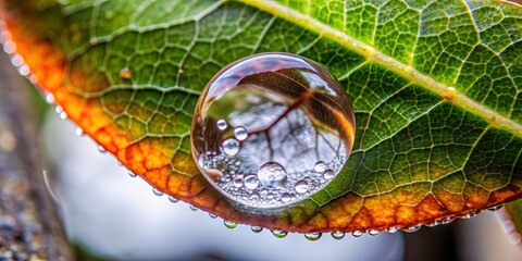 Close up of a leaf with a glistening water droplet , nature, macro, photography, close up, leaf, water droplet, plant, green