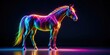 © Sujid - Vibrant neon horse standing out against dark background, neon, horse, vibrant, colorful, bright, animal, wild, unique