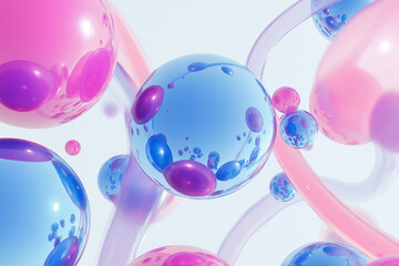 Aufkleber - Abstract background with 3d spheres or bubbles floating in space