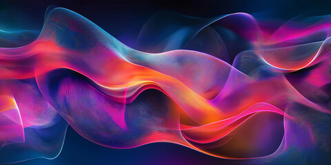 Poster - Abstract colorful waves background flowing in cyberpunk style design