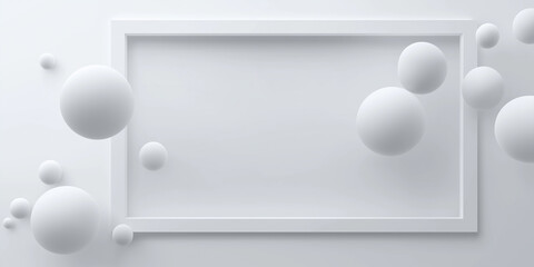 Aufkleber - White spheres floating around a rectangular frame on a white background