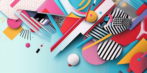Aufkleber - Abstract composition featuring geometric shapes creating dynamic and modern design