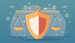 © Blue Ha Waii - AI - Illustration of a balance scale on a shield, symbolizing justice and protection in a modern design with vibrant colors.