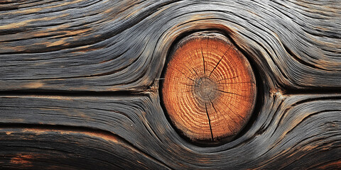 Aufkleber - Closeup on wood grain showing knot in timber