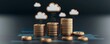 © Cheewynn - Stacks of coins beneath floating cloud icons on a digital dashboard, symbolizing cost efficiency in cloud computing and pay-per-use pricing models