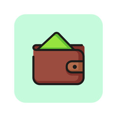 Poster - Bank in wallet line icon. Purse, commerce, savings. Personal finance concept. Vector illustration can be used for topics like banking, spending money, shopping