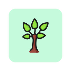 Wall Mural - Deciduous tree line icon. Plant, sprout, botany. Nature concept. Vector illustration can be used for topics like gardening, ecosystem, life
