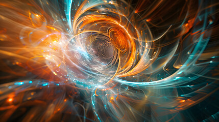 Canvas Print - a colorful, swirling tunnel with a bright orange light at the end. the tunnel is filled with bright 