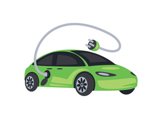 Wall Mural - electric car plug green energy