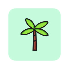 Sticker - Palm tree line icon. Resort, island, beach. Summer vacation concept. Vector illustration can be used for topics like tropical climate, botany,