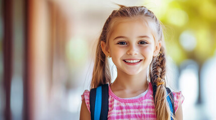 Portrait of young girl student attending school