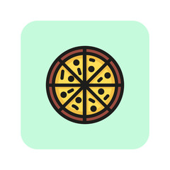 Canvas Print - Pizza line icon. Snack, fast food, cooking. Unhealthy eating concept. Vector illustration can be used for topics like Italian cuisine, restaurant, delivery