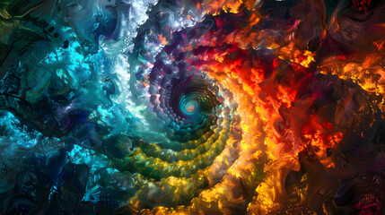 Canvas Print - A swirling vortex of fire and smoke with a dark center. 