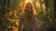 © almeera - Golden Hour in the Woods: A Woman's Silhouette