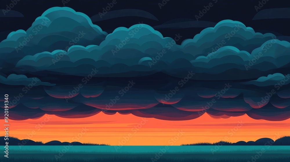 Dramatic storm clouds gathering in a moody brooding sky with an ominous ...