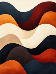 Poster - Abstract art composition featuring overlapping organic shapes in a harmonious palette of earthy tones creating a natural soothing and contemplative visual experience