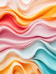 Poster - Flowing organic shapes in pastel colors create a soft fluid and harmonious abstract composition with a captivating contemporary and visually appealing aesthetic