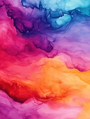 Poster - Captivating abstract art featuring organic watercolor like swirls and blobs in a expressive style  This digital painting showcases a vibrant fluid and modern aesthetic perfect for home office