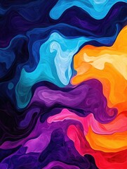Poster - Captivating abstract composition featuring a dynamic interplay of fluid intertwined shapes in a harmonious visually captivating display of color texture and digital