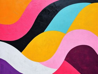 Poster - Vibrant and bold abstract art design with freeform shapes in contrasting playful colors that create a dynamic modern and visually captivating composition