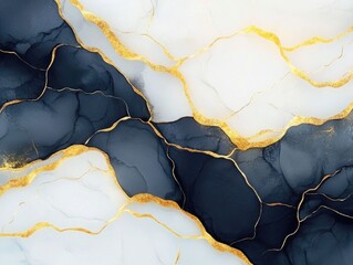 Poster - Captivating abstract art featuring a harmonious composition of organic shapes and flowing lines accentuated by a touch of shimmering gold