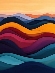 Poster - Captivating abstract landscape featuring undulating organic forms and a serene nature inspired atmosphere  This digital artwork showcases a visually striking and harmonious composition of colors