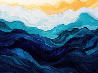 Poster - Captivating abstract art piece with organic shapes resembling rhythmic ocean waves in a fluid contemporary digital composition  This vibrant serene artwork evokes a sense of movement harmony