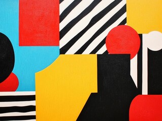Poster - Captivating abstract digital artwork featuring bold asymmetrical geometric shapes in a dynamic visually striking composition with contrasting patterns and vibrant colors