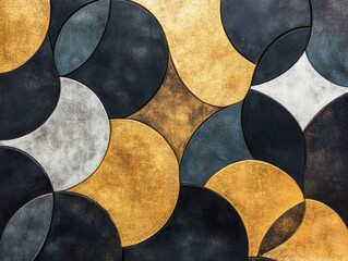 Poster - Stunning abstract artwork featuring organic shapes and metallic textures in a contemporary stylish and visually captivating design  The dynamic composition and use of color light