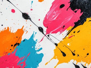 Poster - A visually striking abstract artwork featuring captivating organic shapes with spontaneous and expressive splatter and drip effects creating a dynamic and contemporary visual composition