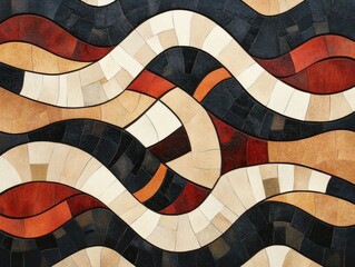 Aufkleber - Captivating abstract artwork featuring a fluid mosaic like arrangement of organic natural inspired shapes in a harmonious blend of vibrant colors and intricate patterns
