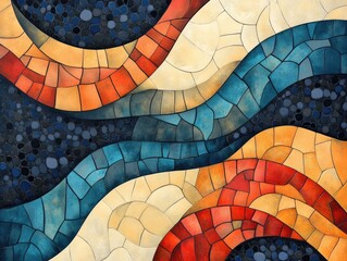 Poster - Captivating abstract artwork featuring a mosaic like arrangement of natural flowing shapes with intricate patterning and a vibrant visually striking composition