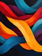 Poster - Mesmerizing abstract art composition featuring undulating ribbon like shapes that flow and curve with a graceful dynamic movement creating a visually striking and captivating digital