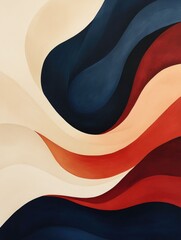 Poster - Mesmerizing abstract art featuring undulating ribbon like shapes in a harmonious fluid composition with vibrant colors and a captivating contemporary aesthetic
