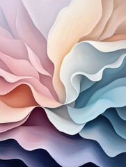 Poster - Captivating abstract art with organic shapes and soft pastel color gradients creating a serene and visually harmonious digital composition