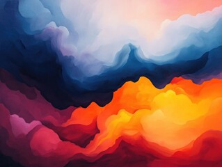 Poster - Mesmerizing Abstract Art with Ethereal Cloud Like Swirls and Dreamlike Shapes  Colorful dynamic and captivating digital artwork with a serene modern and minimalist aesthetic