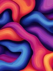 Poster - Fluid gradient shaded shapes with dynamic shadow effects create a captivating abstract digital artwork blending smooth lines vibrant colors and a sense of depth and movement