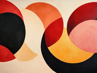 Poster - Harmonious Organic Shapes Arranged in a Balanced Circular Pattern Abstract Digital Art Composition with Cohesive Minimalist Colors and Textures