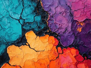 Poster - Mesmerizing abstract art composition featuring amorphous shapes with rich textured surfaces and a dynamic interplay of vibrant flowing colors  This digital artwork evokes a sense of depth movement