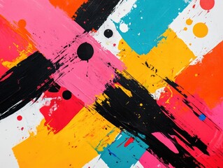 Poster - Visually striking abstract artwork featuring bold organic shapes in a vibrant color palette  The dynamic energetic composition creates a sense of movement and creativity