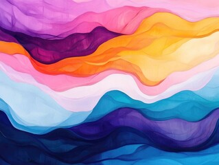 Poster - Mesmerizing abstract art featuring fluid ribbon like shapes and a harmonious color palette that creates a captivating ethereal and modern visual experience  The dynamic composition and elegant