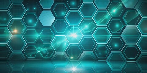 Wall Mural - Abstract blue sci-fi background with glowing light elements and hexagons, abstract, blue, sci-fi, background, glowing