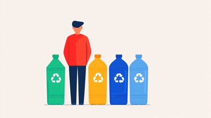 Poster - Recycling Plastic Bottles into New Eco Friendly Products   Flat Design Depicting the Circular Economy and Sustainable Transformation of Waste Materials