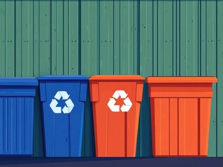 Poster - Flat design of a neighborhood recycling collection drive event highlighting community participation in sustainable waste management and environmental conservation efforts