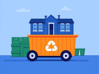 Poster - Neighborhood Recycling Collection Drive Event Depicted in Flat Design Style Promoting Sustainable Resource Management and Environmental Responsibility within the Community