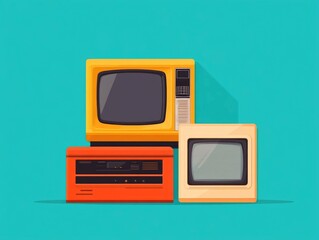 Poster - Flat design depicting an eco friendly electronic waste recycling drop off facility or program