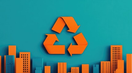 Poster - Flat design depicting the circular economy concept of reducing reusing and recycling resources to promote sustainability and environmental conservation