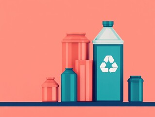 Poster - Innovative recycling technologies and sustainable flat design showcasing the circular economy eco friendly solutions and new advancements in waste management and resource conservation