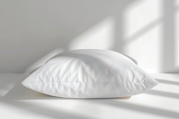 Sticker - A white pillow sits on top of a white floor, offering a clean and minimalist look