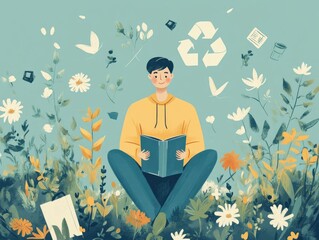 Poster - Eco Friendly Flat Design for Recycling Awareness Social Media Campaign Promoting Sustainable Lifestyle and Environmental Conservation